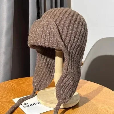 2023 Fashion Knitted Trapper Hat for Women Men Winter Knit Earflap Beanie Woman Crochet Russian Bomber Hats bonnet kpop