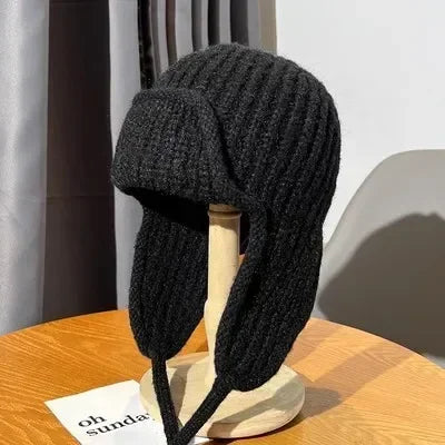 2023 Fashion Knitted Trapper Hat for Women Men Winter Knit Earflap Beanie Woman Crochet Russian Bomber Hats bonnet kpop