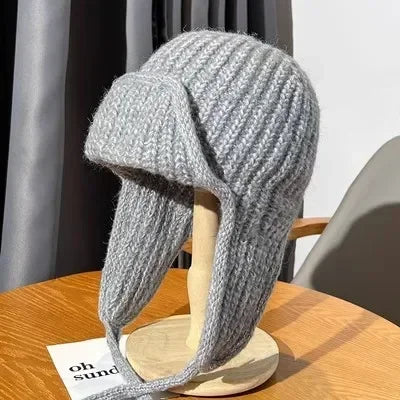 2023 Fashion Knitted Trapper Hat for Women Men Winter Knit Earflap Beanie Woman Crochet Russian Bomber Hats bonnet kpop