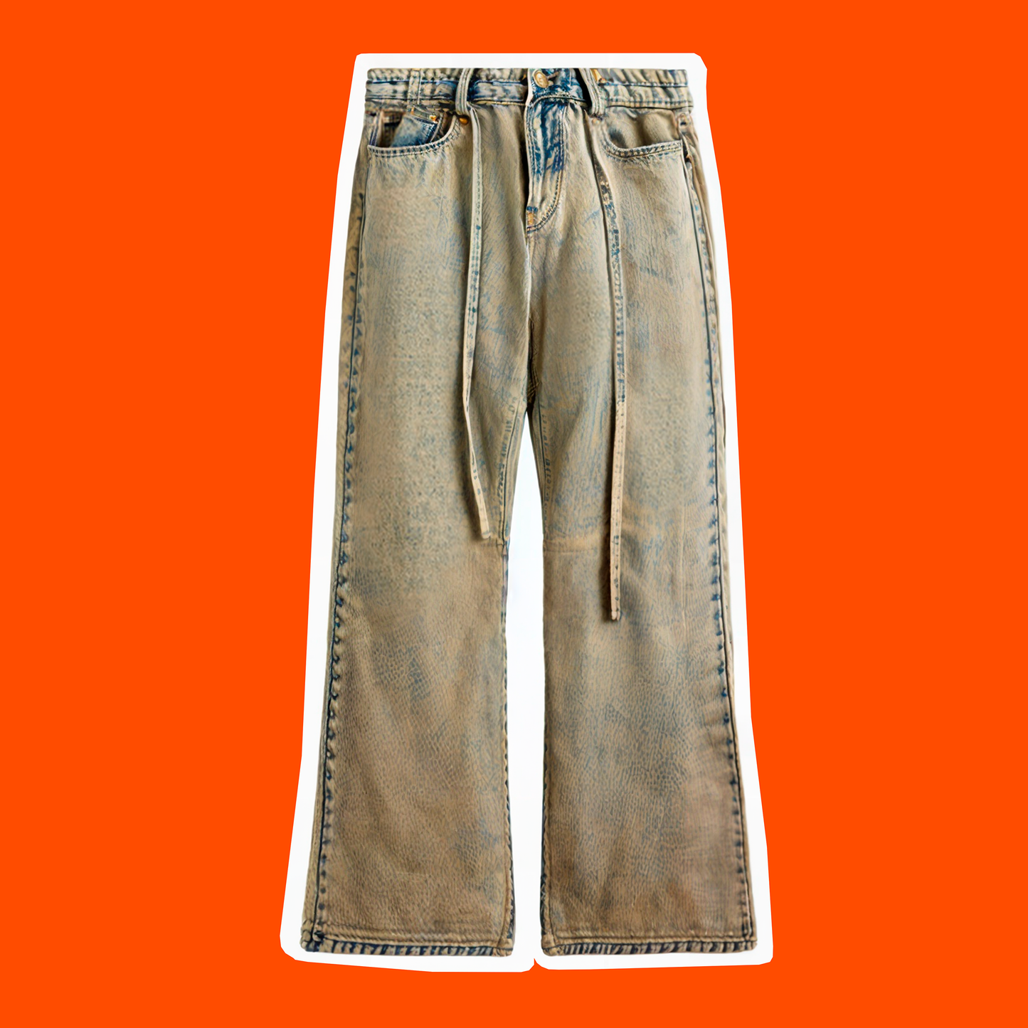 INF men's | waste soil wind wash old jeans spring summer street micro stretch wide-leg trousers men